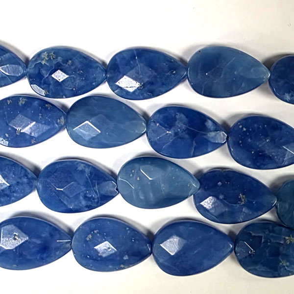BLUE QUARTZ (GLASS) 16X25MM FACETED PEAR